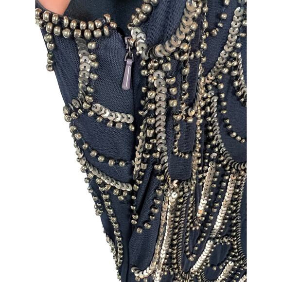 Pisarro Nights Black and Silver Beaded Midi Dress - Picture 11 of 12